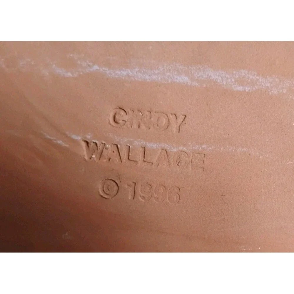Vintage 1996 Cindy Wallace Terracotta Art Tile Tropical Fish Wall Plaque Signed